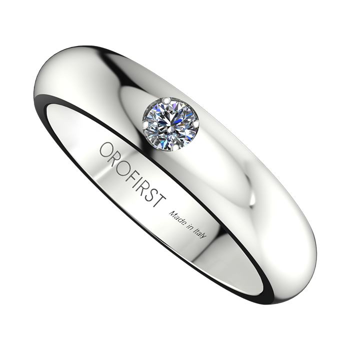 Fede Nuziale Bianca 4mm Con Diamante Orofirst